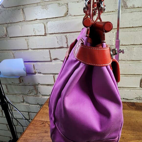 Vintage Coach Hampton Purple & Orange Handbag Tote Purse - Picture 6 of 15